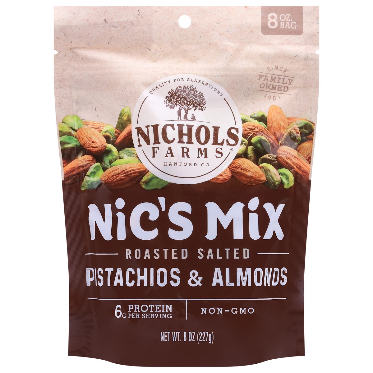 slide 1 of 1, Nichols Farms Pistachios & Almonds Roasted Salted Nic's Mix 8 oz, 8 oz