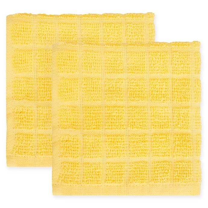 slide 1 of 1, KitchenSmart Colors Solid Windowpane Dish Cloth - Daffodil, 2 ct