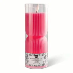 Core Flameless LED Pillar Wax Candle Dark Pink Medium