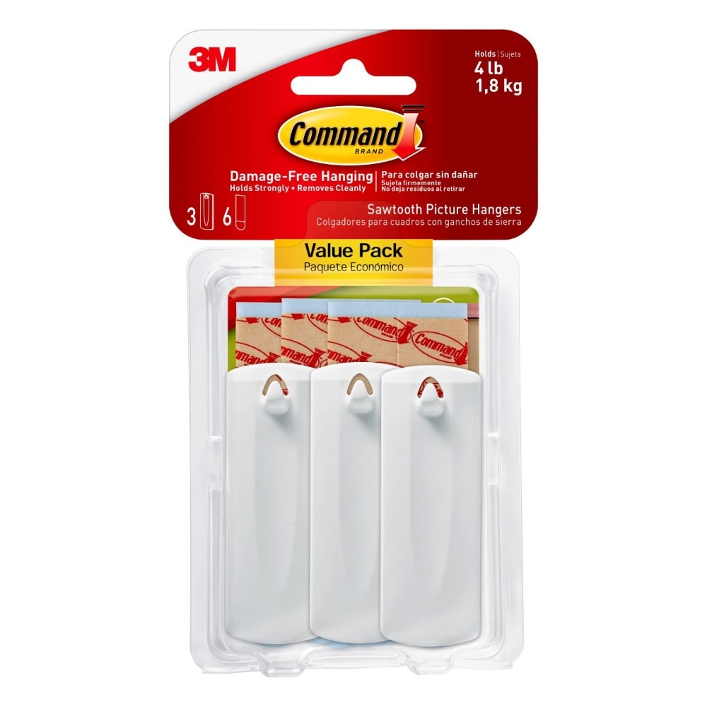 slide 1 of 1, 3M Command Picture And Hanging Damage-Free Sawtooth Hangers - 3 Pack, 3 ct