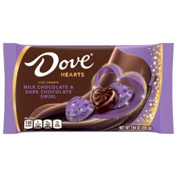 DOVE Valentines Day Milk & Dark Swirl Individually Wrapped Chocolate Candy Hearts, 7.94 oz Bag