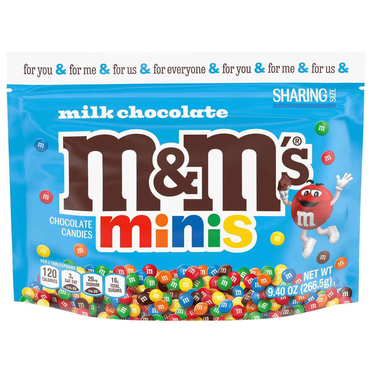 slide 1 of 6, M&M'S Milk Chocolate MINIS Candy Sharing Size Bag, 9.4-Ounce, 9.4 oz