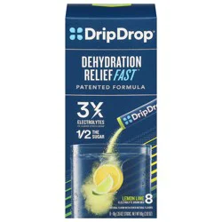 DripDrop Lemon Lime Electrolyte Drink Mix - 8 - 0.35 oz Sticks