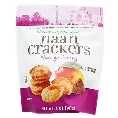 slide 1 of 1, Central Market Mango Curry Naan Crackers, 5 oz