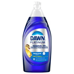 Dawn Platinum Dish Soap Liquid, Dishwashing Liquid, Grease Removal, Fresh Rain, 32.7oz
