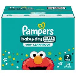 Pampers Baby Dry Diapers, Size 7 (41+ lbs), 54 Count, Absorbent Disposable Diapers