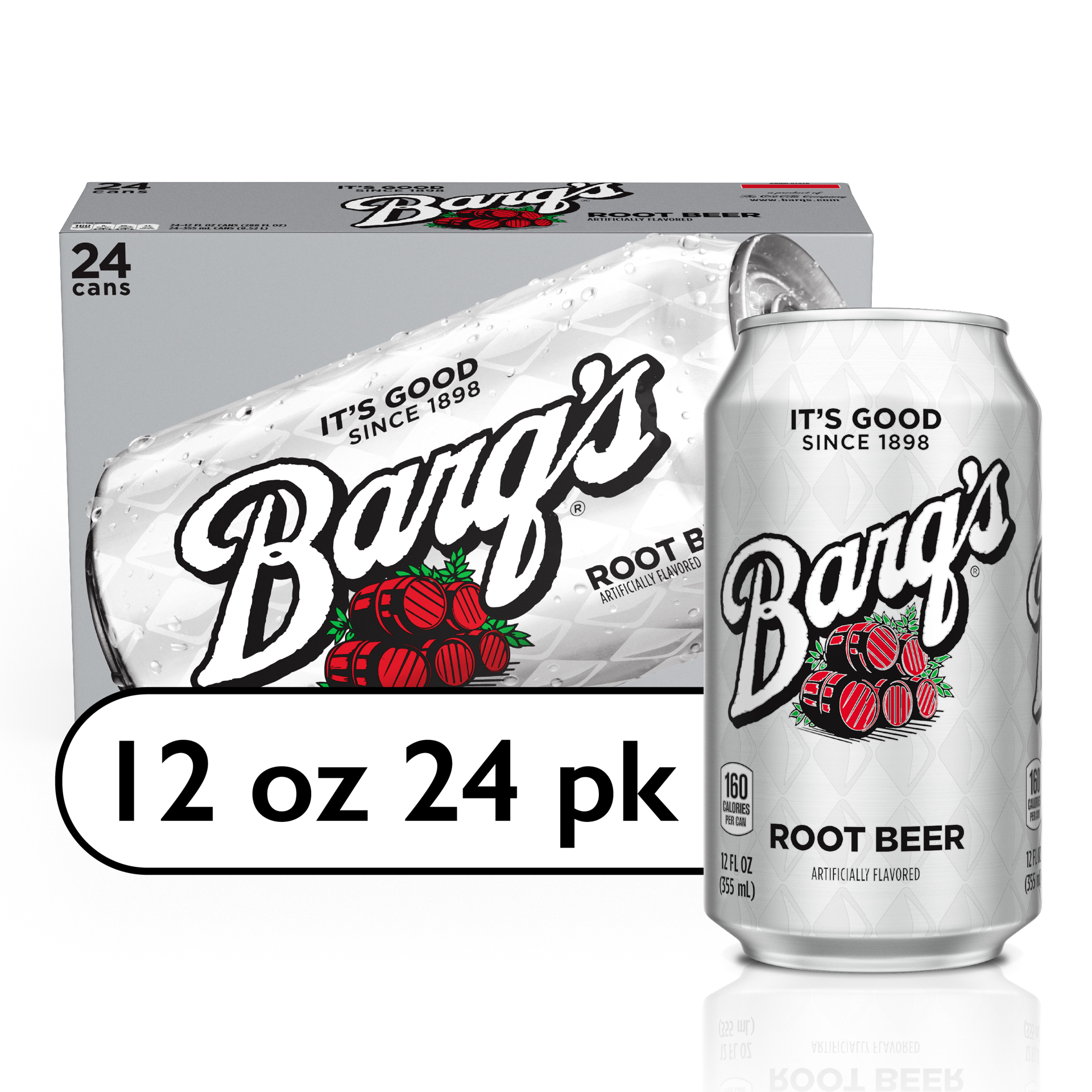 slide 1 of 5, Barq's Root Beer Cans, 12 fl oz, 24 Pack, 24 ct