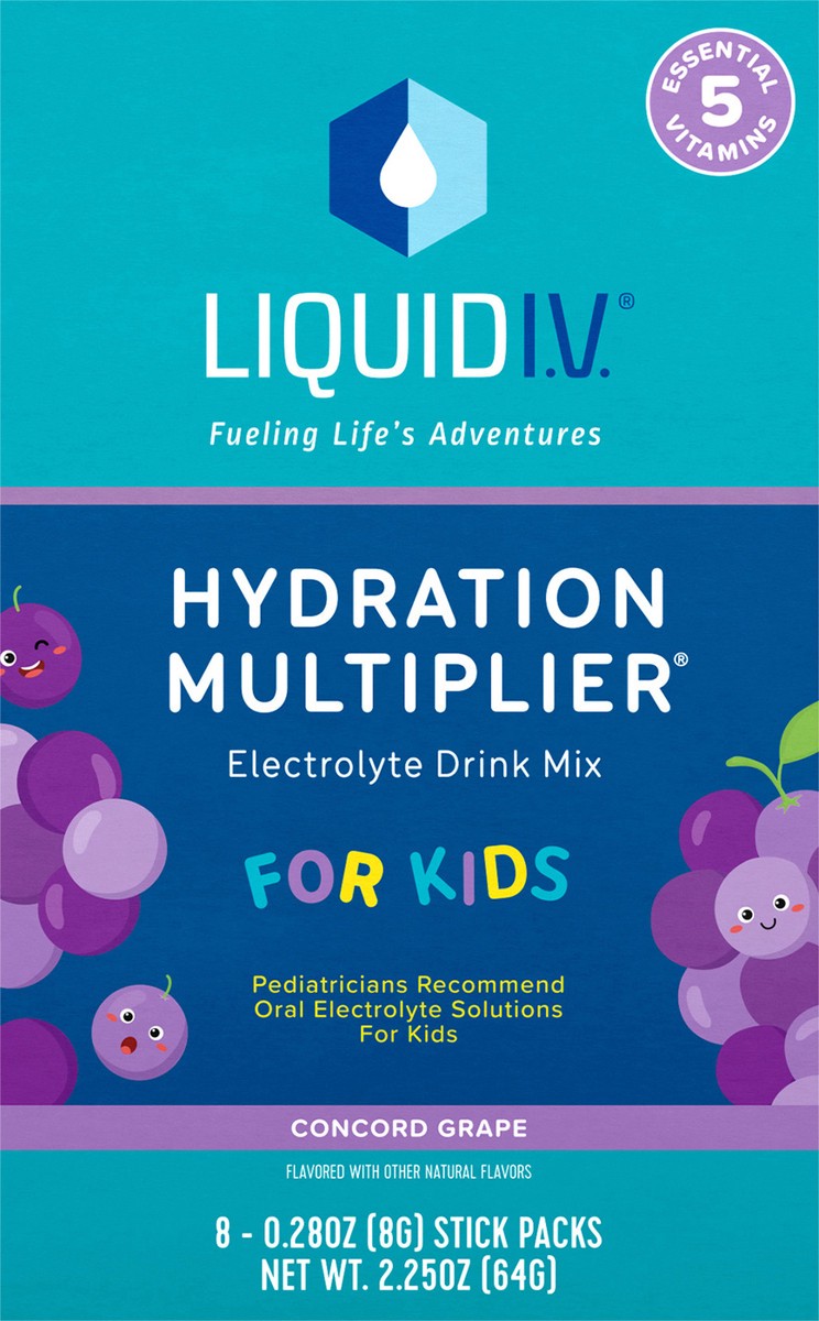 slide 3 of 7, Liquid I.V. Hydration Multiplier - Concord Grape - Hydration Powder Packets | Electrolyte Powder Drink Mix | Convenient Single-Serving Sticks | Non-GMO | 8 Sticks - 8 ct, 8 ct