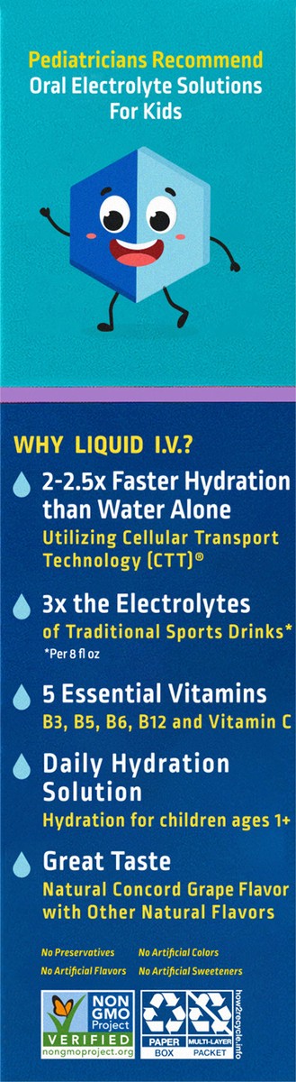 slide 4 of 7, Liquid I.V. Hydration Multiplier - Concord Grape - Hydration Powder Packets | Electrolyte Powder Drink Mix | Convenient Single-Serving Sticks | Non-GMO | 8 Sticks - 8 ct, 8 ct