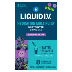 Liquid I.V. Hydration Multiplier - Concord Grape - Hydration Powder Packets | Electrolyte Powder Drink Mix | Convenient Single-Serving Sticks | Non-GMO | 8 Sticks - 8 ct