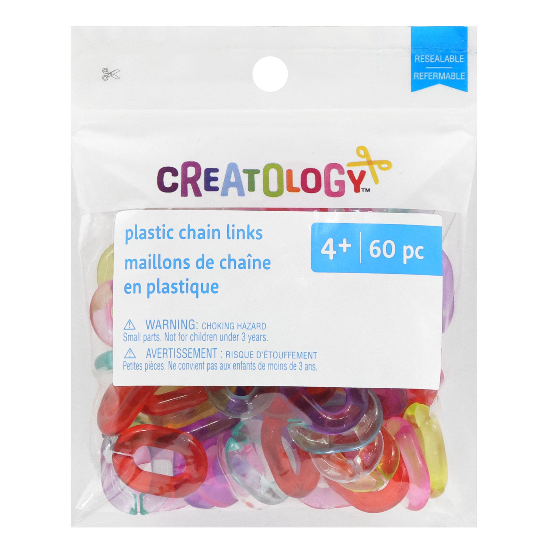 slide 2 of 3, Transparent Rainbow Plastic Chain Links By Creatology, 17mm x 5mm