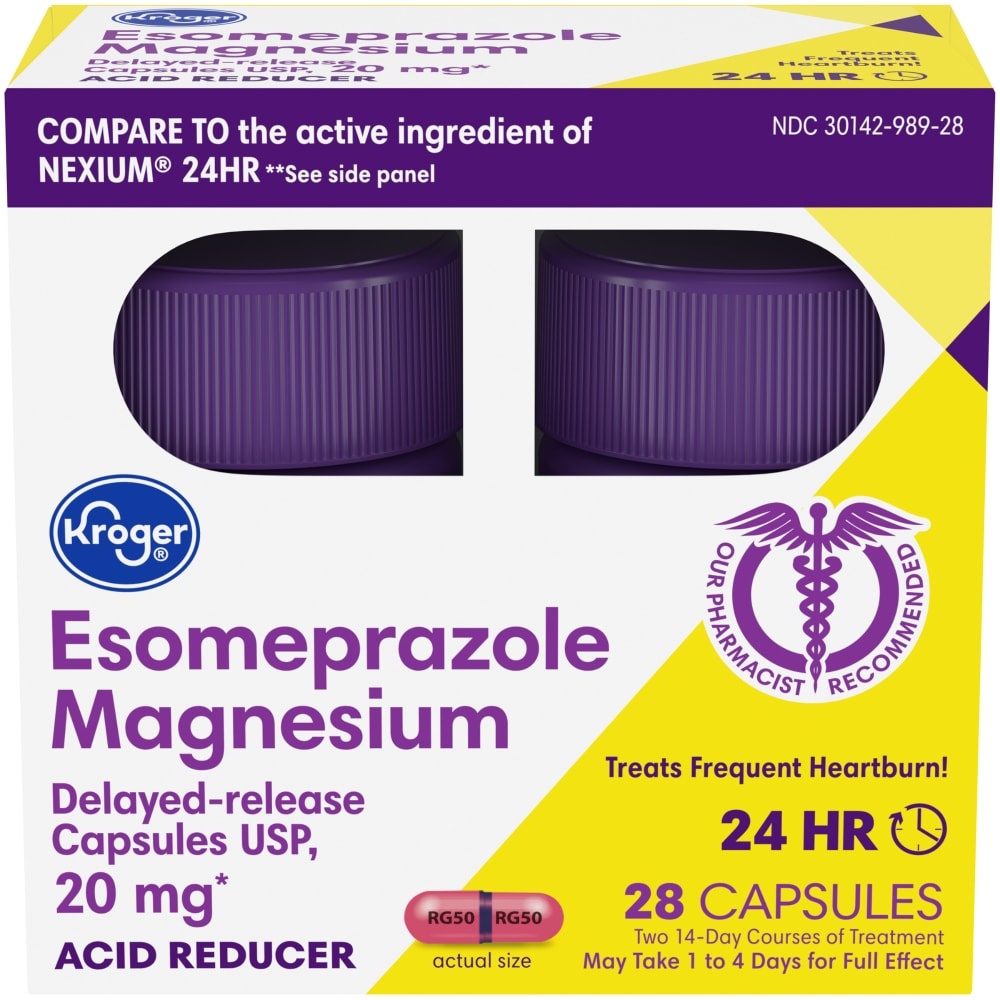slide 1 of 1, Kroger Esomeprazole Magnesium Acid Reducer Capsules 20Mg, 28 ct