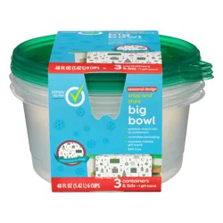 Simply Done 48 fl oz Snap-Top Big Bowl Containers & Lids, 3 Each