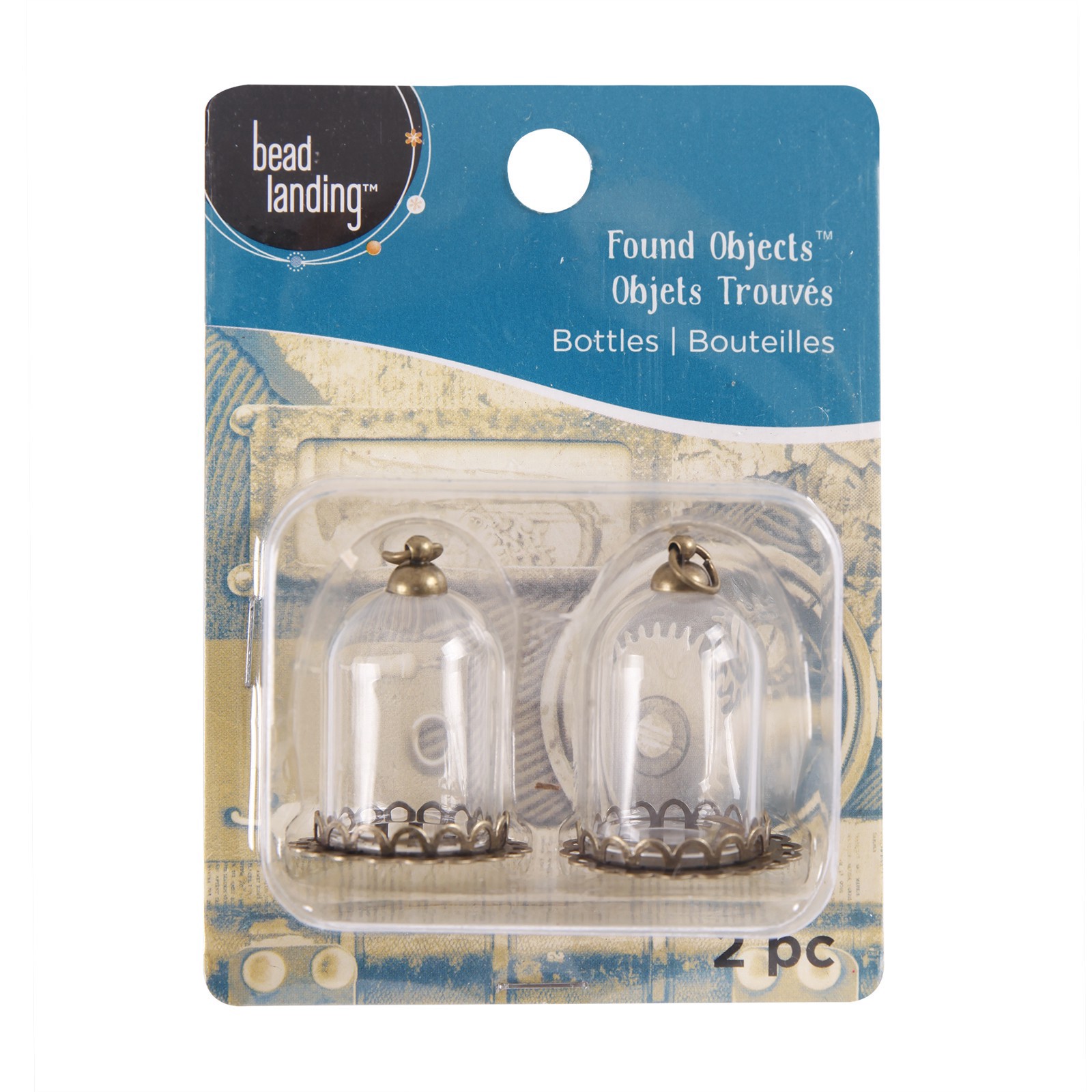 slide 3 of 3, Found Objects Oxidized Brass Small Bottle Charms By Bead Landing, 18mm x 25mm