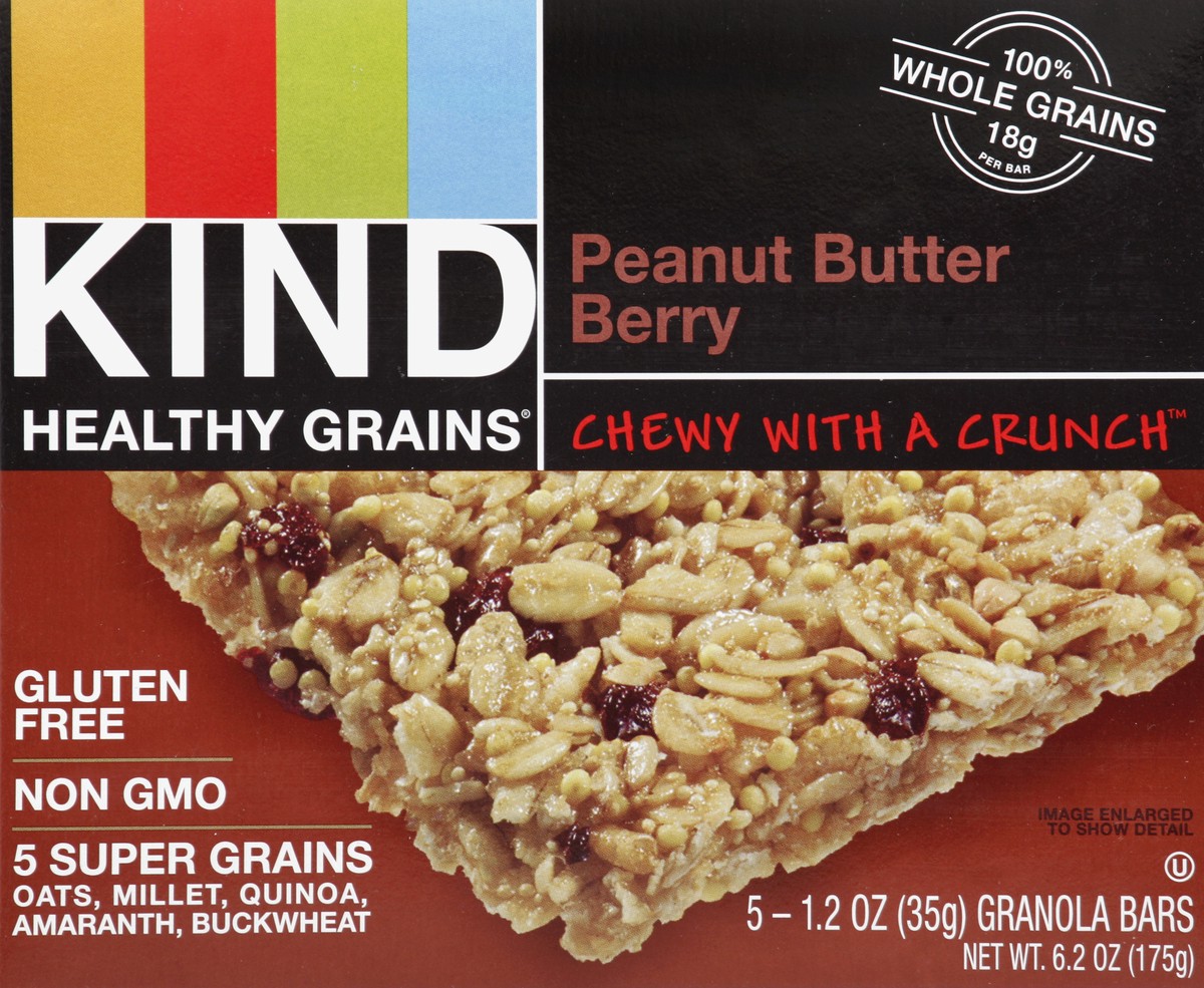 slide 4 of 4, KIND Healthy Grains Peanut Butter Berry Granola Bars, 5 ct; 1.2 oz