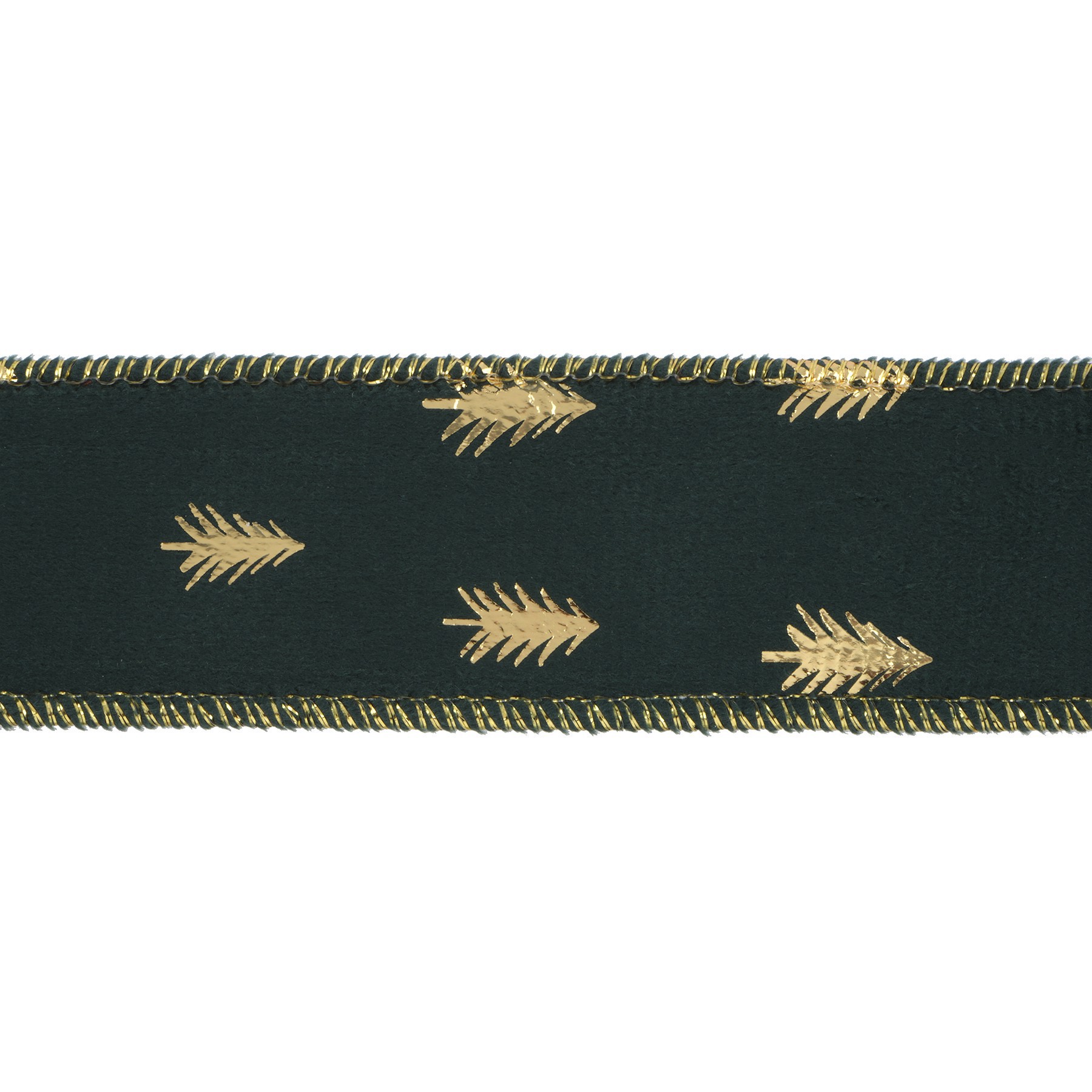 slide 2 of 3, 1.5" X 20ft. Green & Gold Trees Wired Ribbon By Celebrate It, 1.5 in x 20 ft