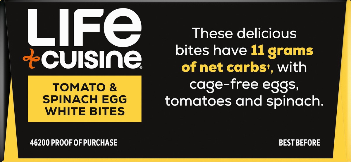 slide 4 of 9, Life Cuisine Frozen Meal Tomato & Spinach Egg White Egg Bites, Carb Wise Microwave Meal, Carb Conscious Frozen Snacks, 4.5 oz