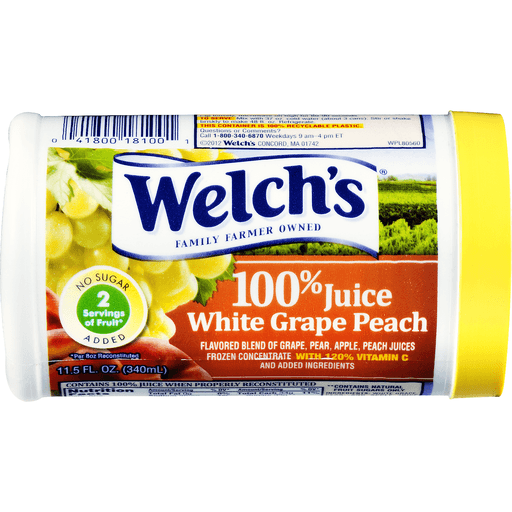 slide 1 of 1, Welch's 100% White Grape Peach Juice Concentrates, 11.5 fl oz