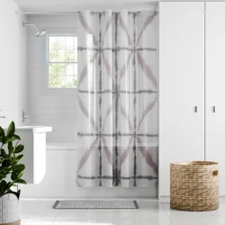 Zenna Home InstaCurtain Hook-Free PEVA Shower Curtain, Shibori Grey