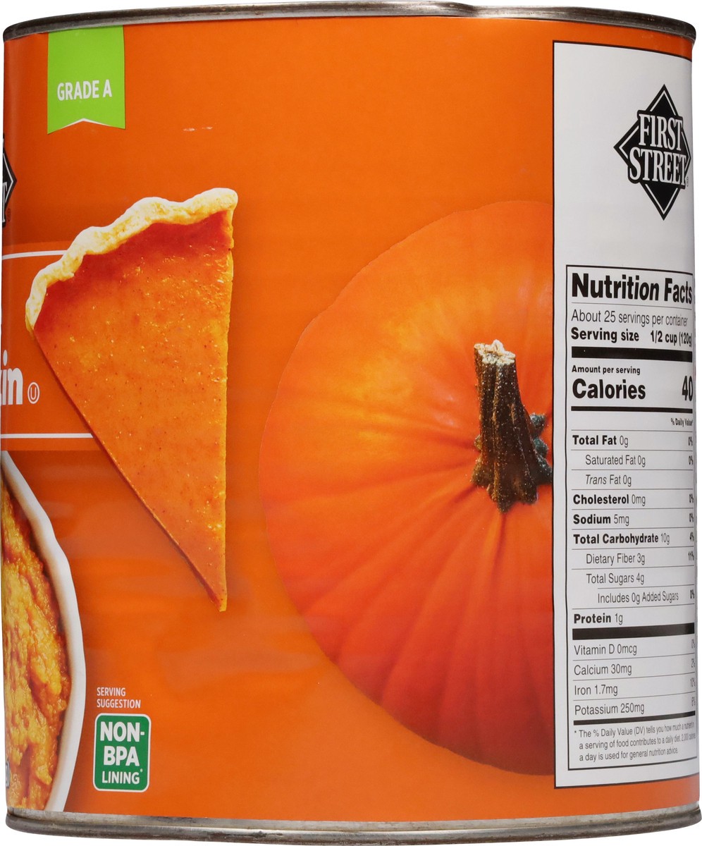 slide 9 of 15, Cb22 First Street Solid Pack Pumpkin 100% Pure, 106 oz