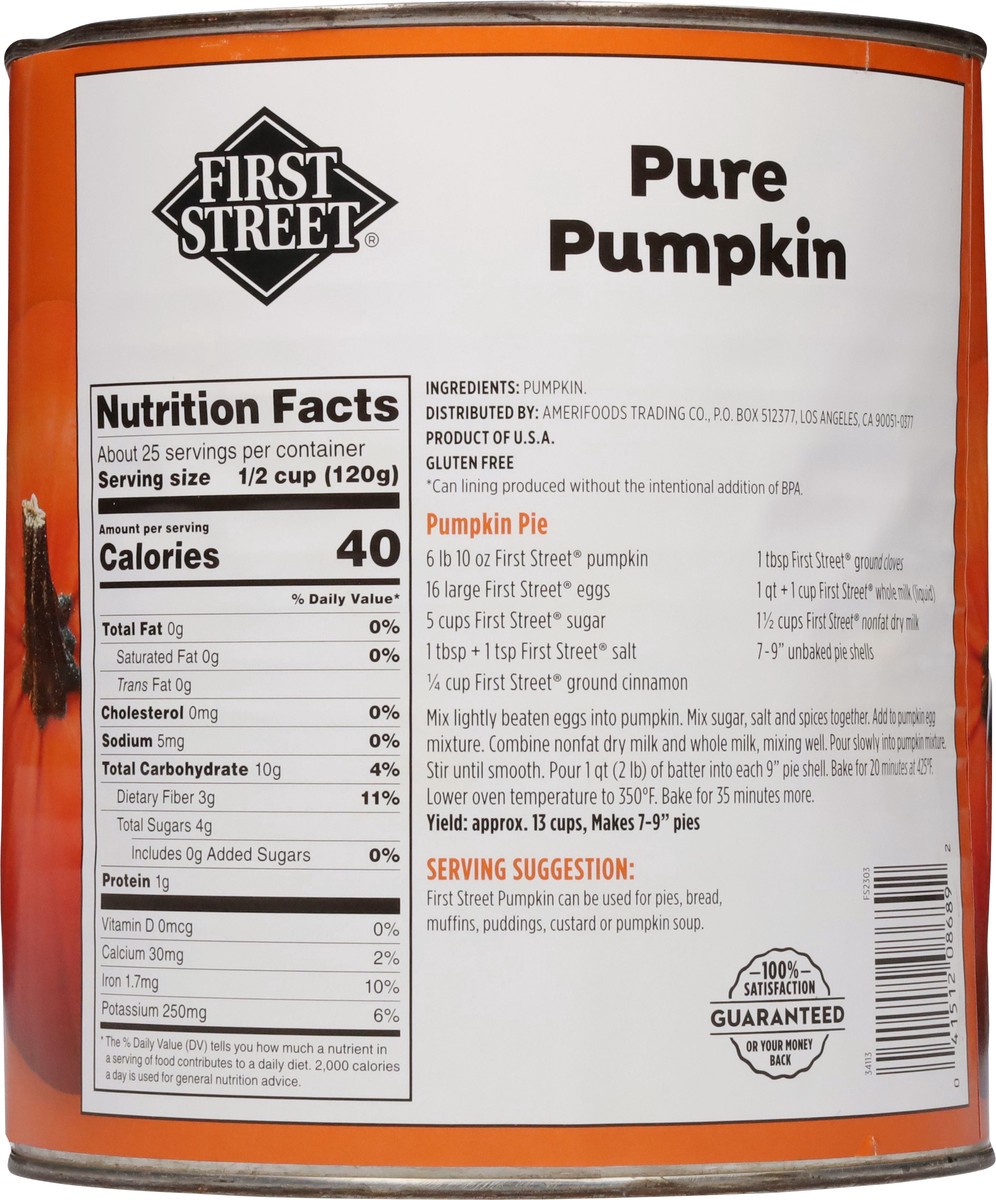 slide 3 of 15, Cb22 First Street Solid Pack Pumpkin 100% Pure, 106 oz