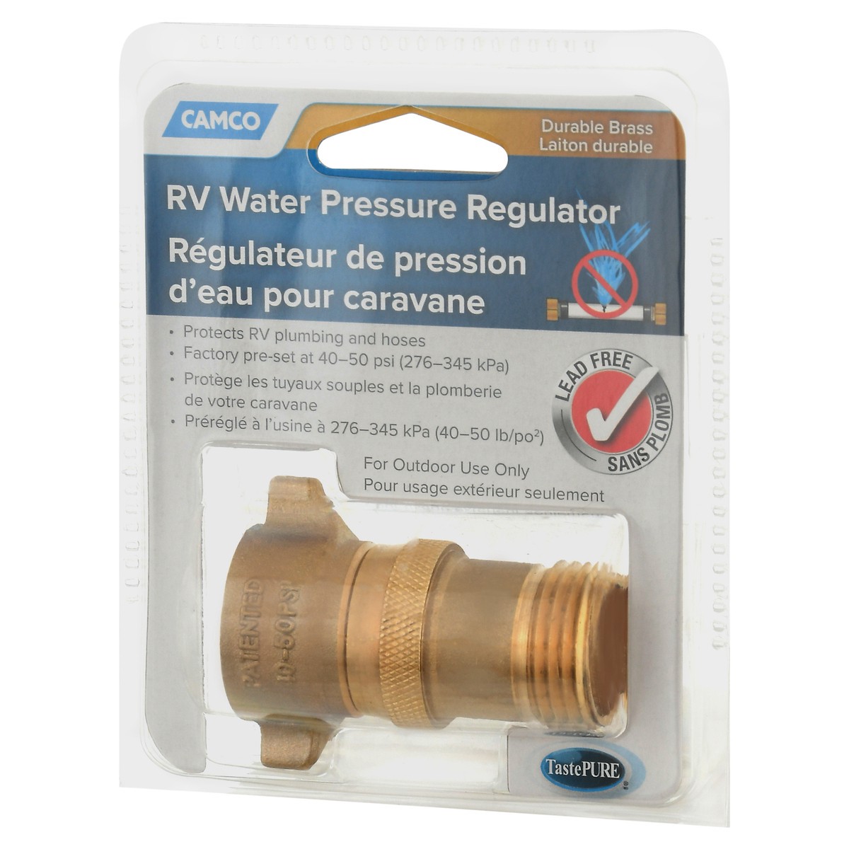 slide 9 of 9, Camco Durable Brass RV Water Pressure Regulator 1 ea, 1 ct