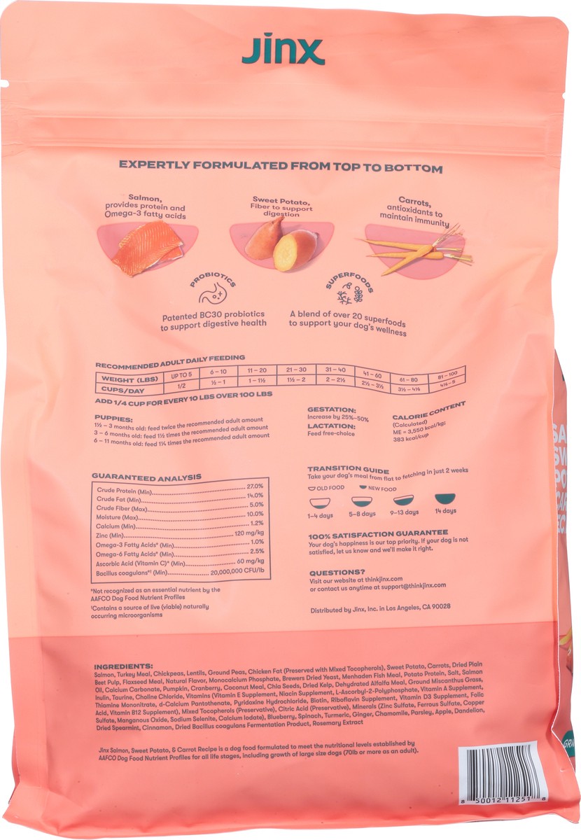 slide 9 of 9, Jinx Salmon Sweet Potato Carrot Grain Free Dry Dog Food, 4lb. Bag, 4 lb