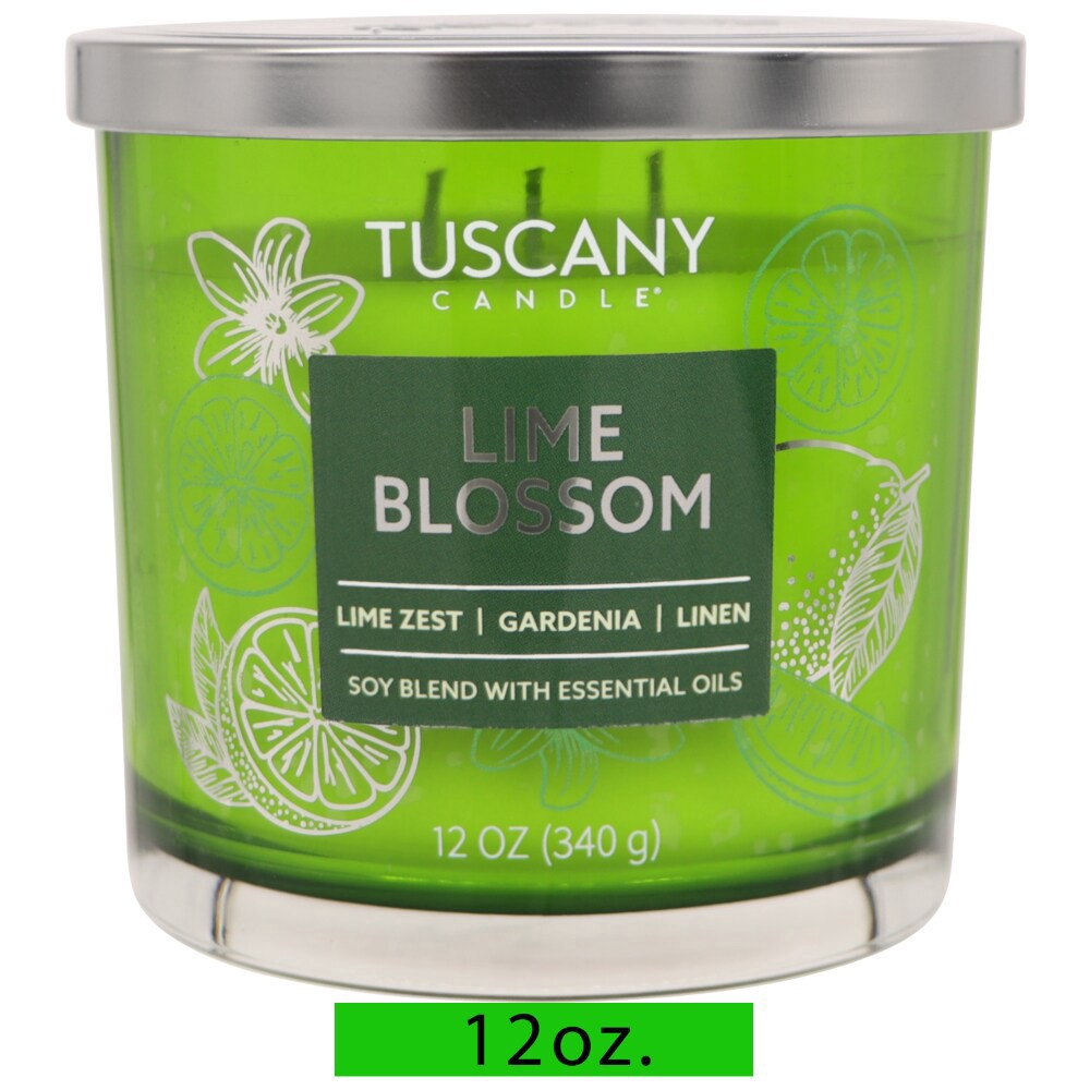 slide 2 of 4, Tuscany Scented Jar Candle Lime Blossom, 12 oz