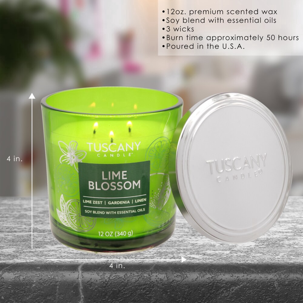 slide 4 of 4, Tuscany Scented Jar Candle Lime Blossom, 12 oz