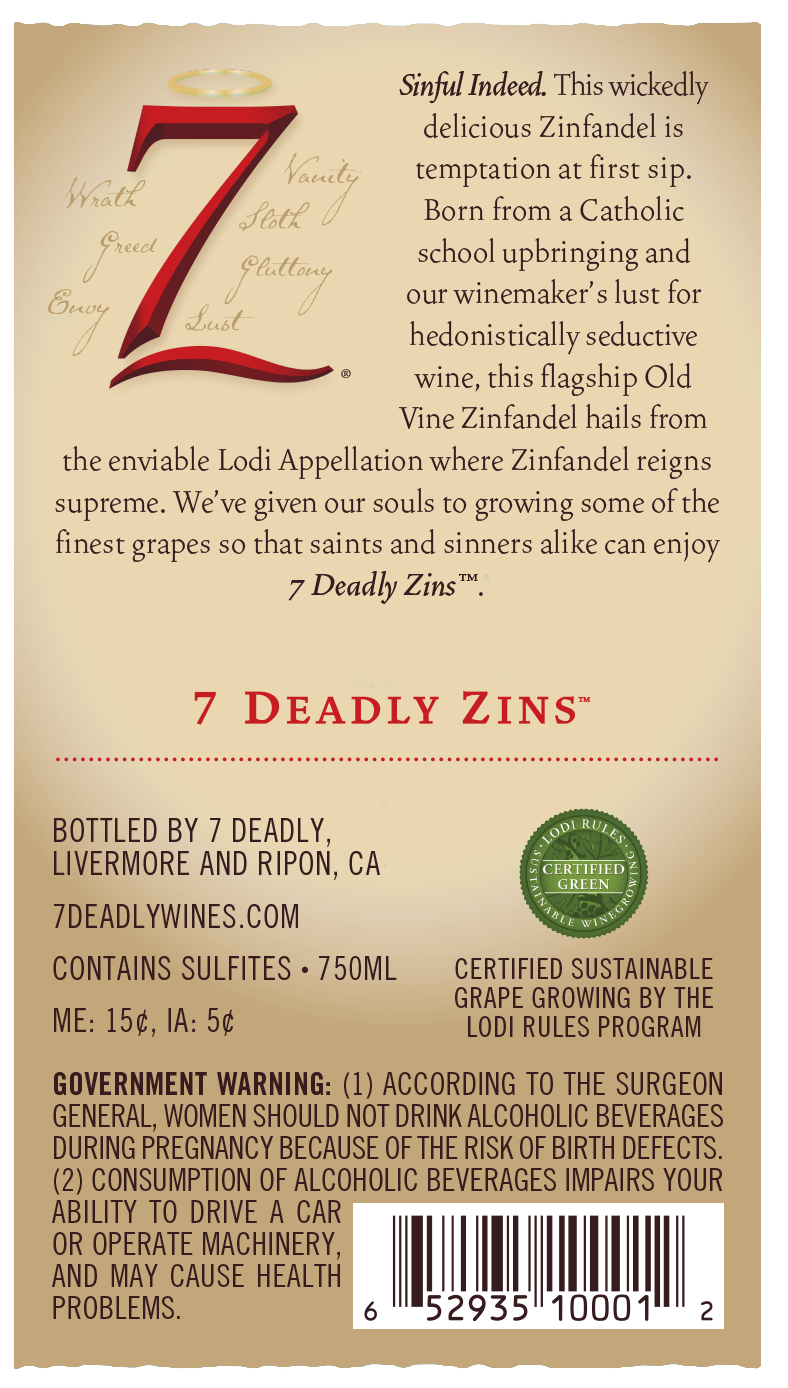 slide 3 of 5, 7 Deadly Zins Zinfandel Red Wine, 750 ml