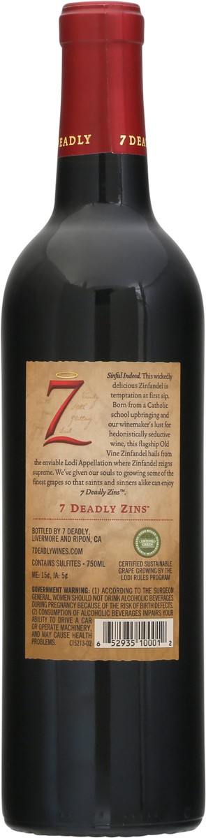 slide 9 of 11, 7 Deadly Zins Zins Zinfandel Red Wine – 750ml, 2017 California, 750 ml