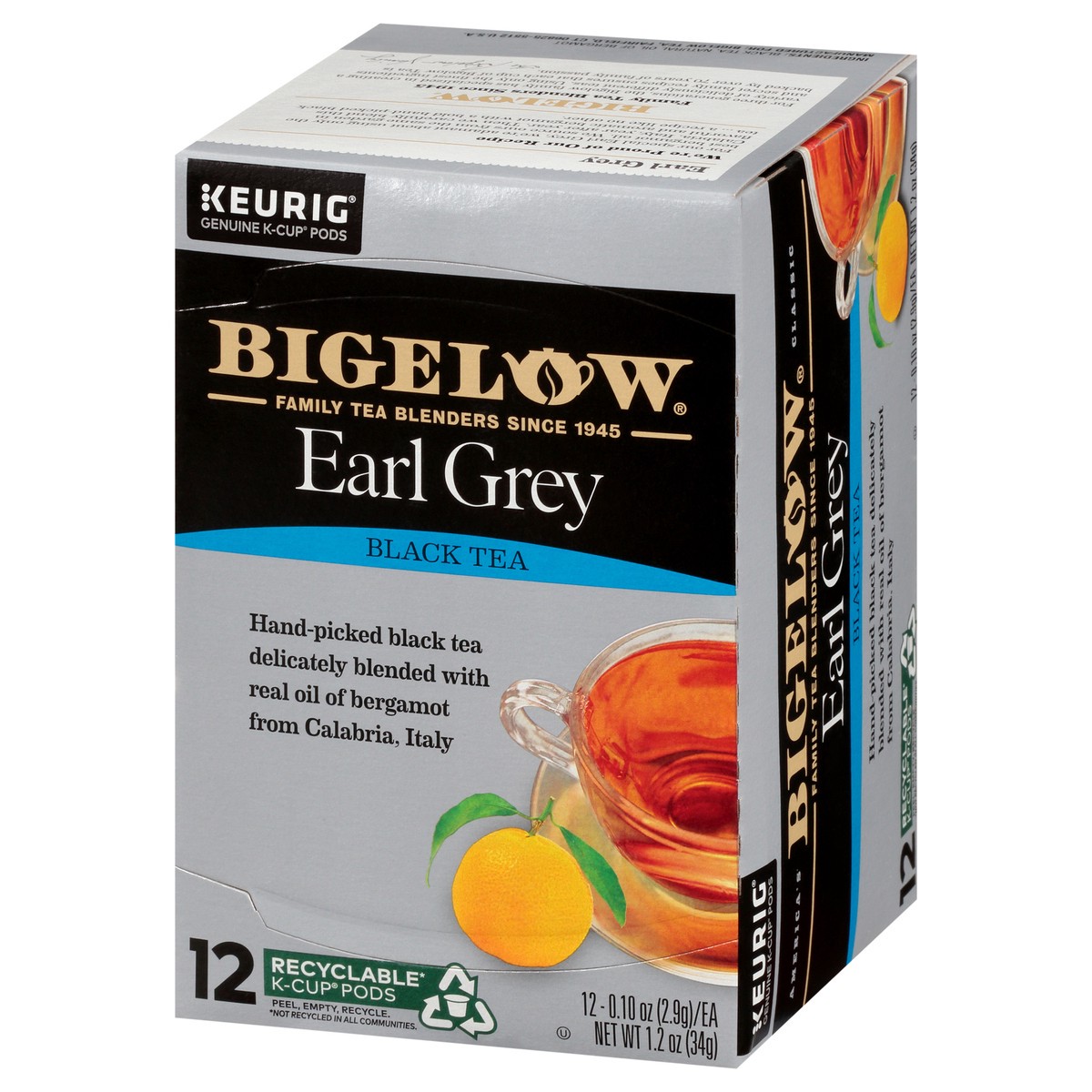 slide 3 of 13, Bigelow Earl Grey Black Tea 12 ct K-Cup Pods 1.2 oz. Box - 12 ct, 12 ct