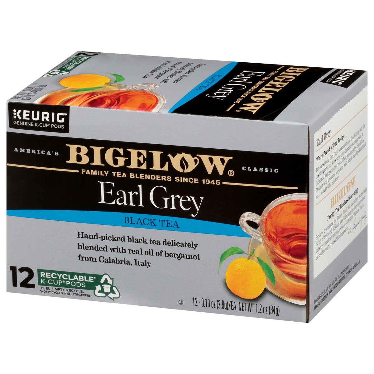 slide 4 of 13, Bigelow Earl Grey Black Tea 12 ct K-Cup Pods 1.2 oz. Box - 12 ct, 12 ct