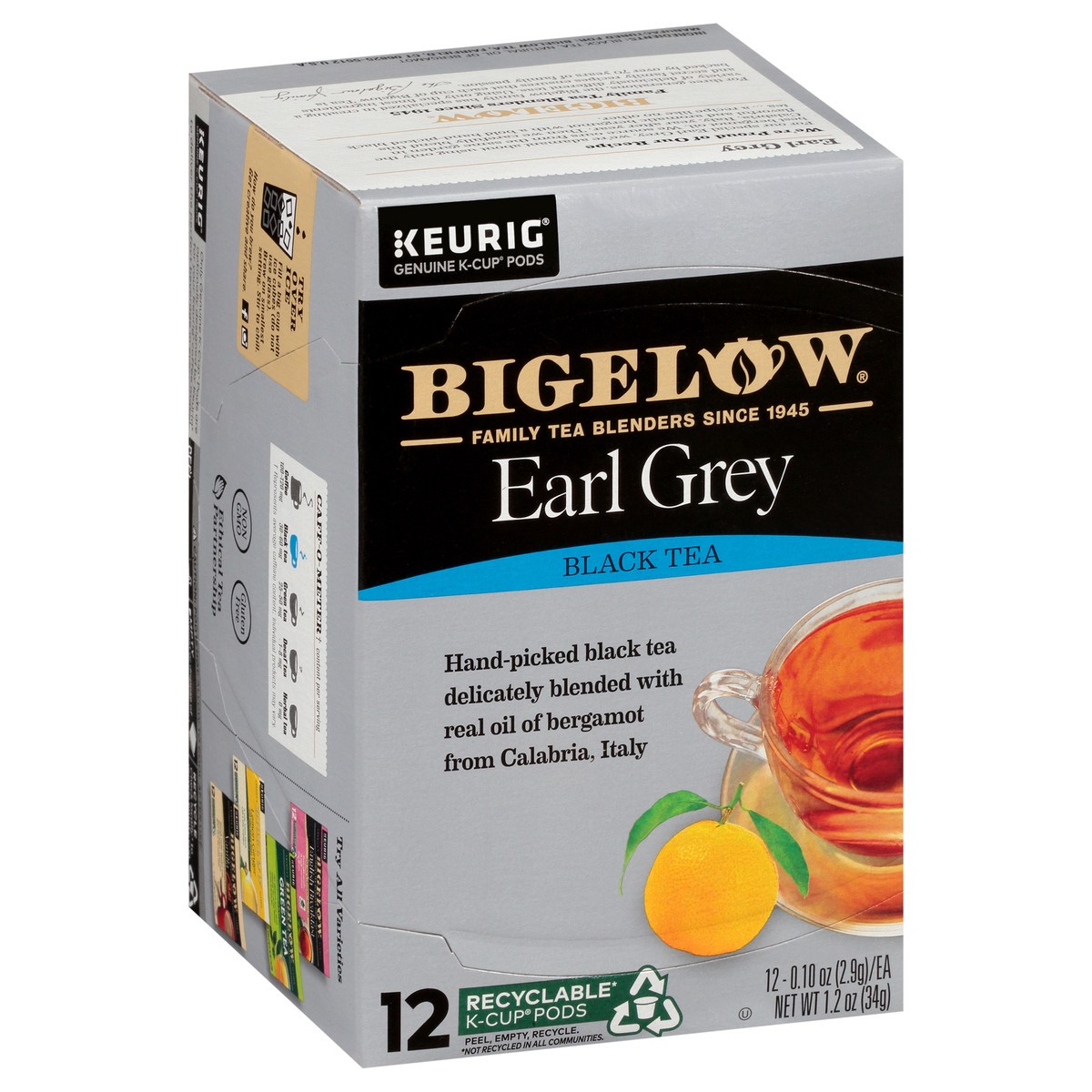 slide 13 of 13, Bigelow Earl Grey Black Tea 12 ct K-Cup Pods 1.2 oz. Box - 12 ct, 12 ct