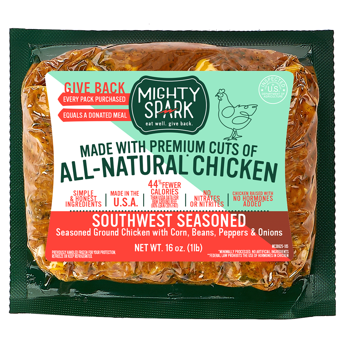 slide 1 of 1, Mighty Spark All Natural Southwest Seasoned Ground Chicken, 16 oz