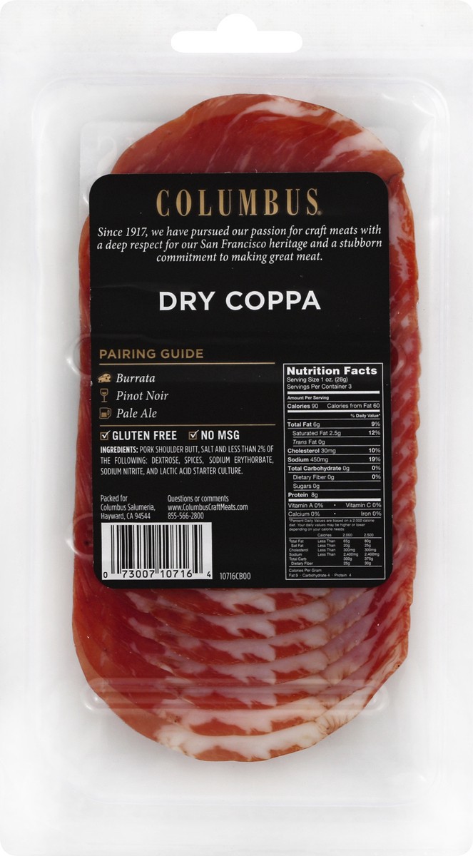 slide 8 of 8, Columbus Coppa, Dry, 3 oz