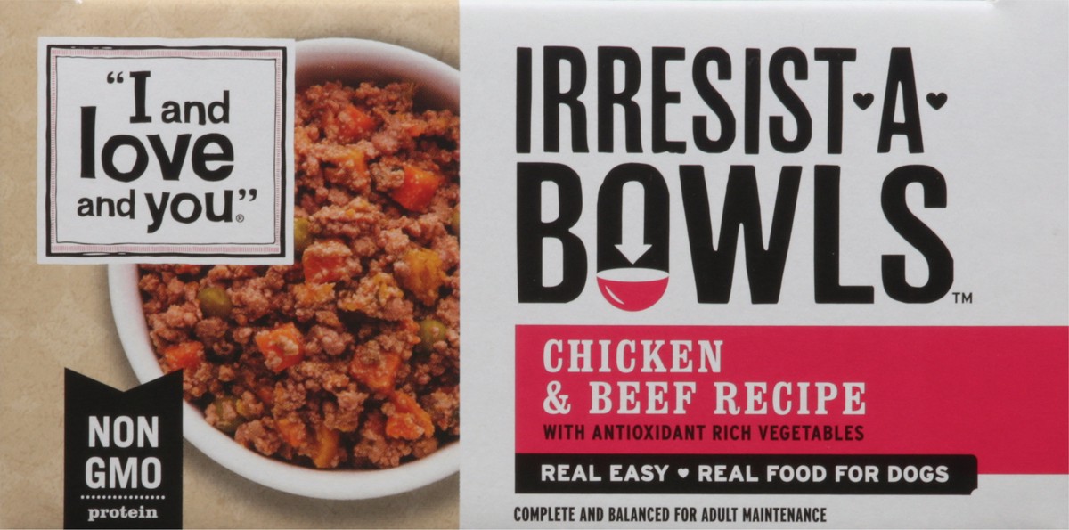 slide 9 of 9, I and Love and You Irresist-A-Bowls Chicken & Beef Recipe Food for Dogs 3 - 9 oz Pouches, 3 ct