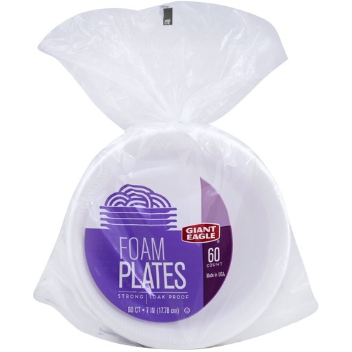 slide 1 of 1, Giant Eagle Foam Plates, 7 Inch, 60 ct