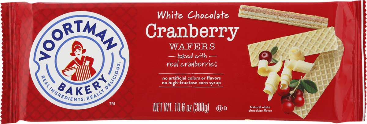 slide 10 of 11, Voortman Bakery White Chocolate & Cranberry Wafers Seasonal, 10.6 oz