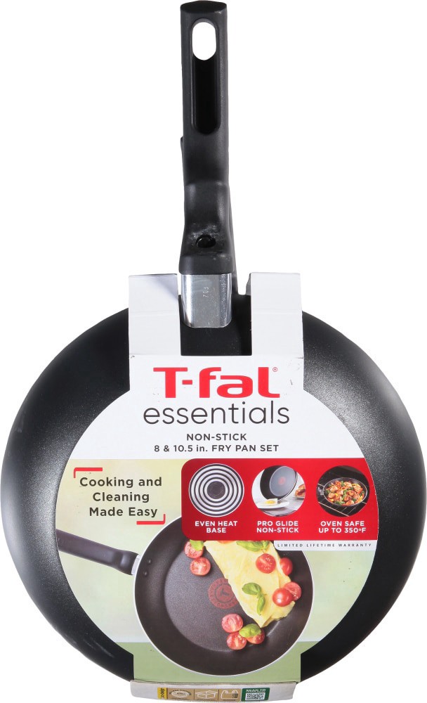 slide 2 of 4, T-Fal® Essentials Non-Stick Black Set 8/10in Fry Pan, 2 ct