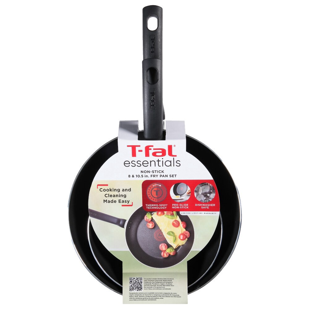 slide 3 of 4, T-Fal® Essentials Non-Stick Black Set 8/10in Fry Pan, 2 ct