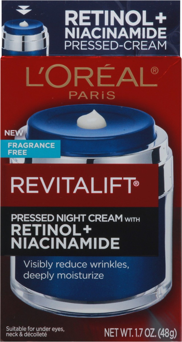 slide 2 of 9, L'Oréal L'Oreal Paris Revitalift Pressed night moisturizer with Retinol, hydrates, 1.7 oz