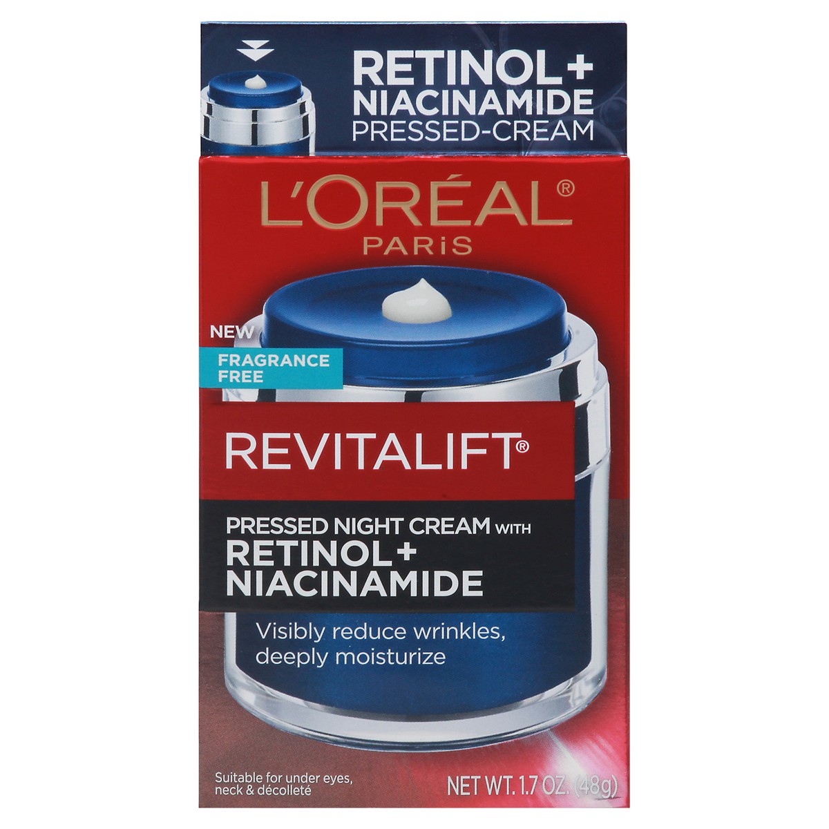 slide 1 of 9, L'Oréal L'Oreal Paris Revitalift Pressed night moisturizer with Retinol, hydrates, 1.7 oz