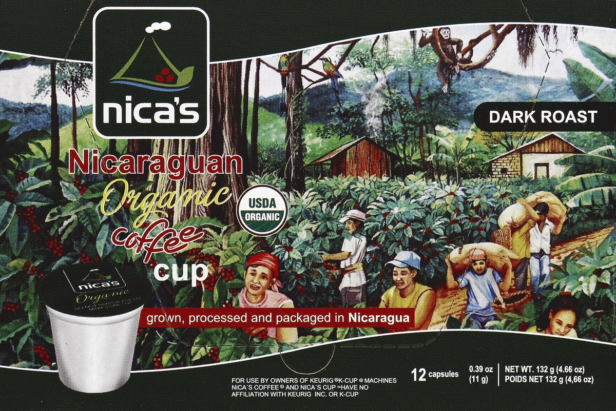 slide 4 of 4, Nica's Coffee Organic Coffee Dark Roast Single Cup - 12 ct, 12 ct