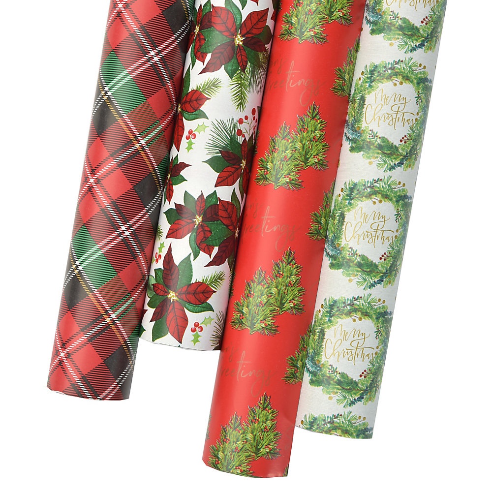 slide 1 of 1, Gartner Studios Holiday Gift Wrap, Traditional, 12 X 30&Rdquo;, Assorted Designs, 1 ct
