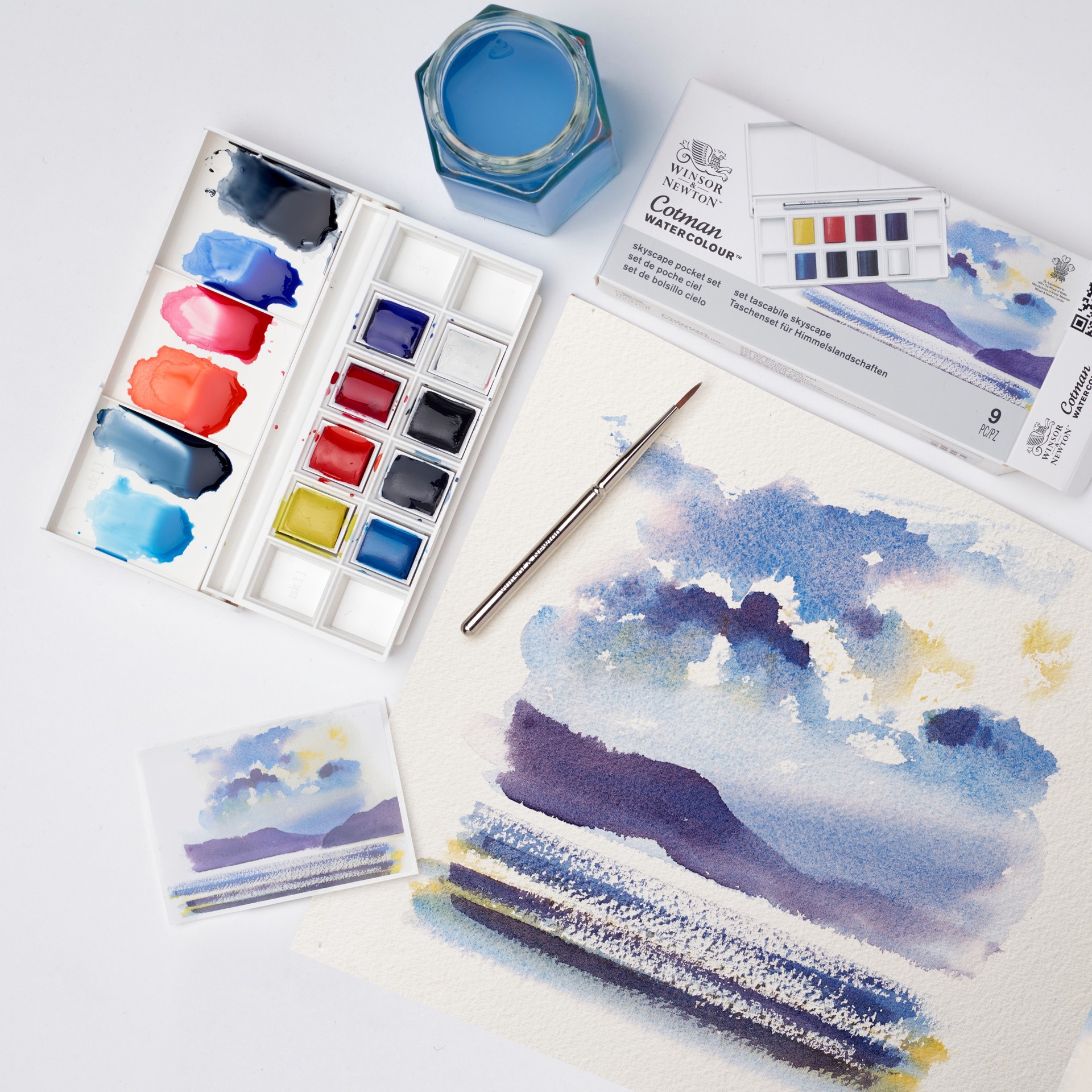 slide 4 of 5, Winsor & Newton Cotman Watercolour 8 Color Skyscape Pocket Set, 8 half-pan paints