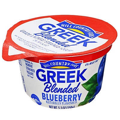 slide 1 of 1, Hill Country Fare Blended Blueberry Greek Yogurt, 5.3 oz