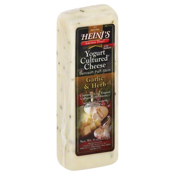 slide 1 of 1, Heini's Yogurt Cultured Cheese Garlic & Herb Lactose Free, 8 oz