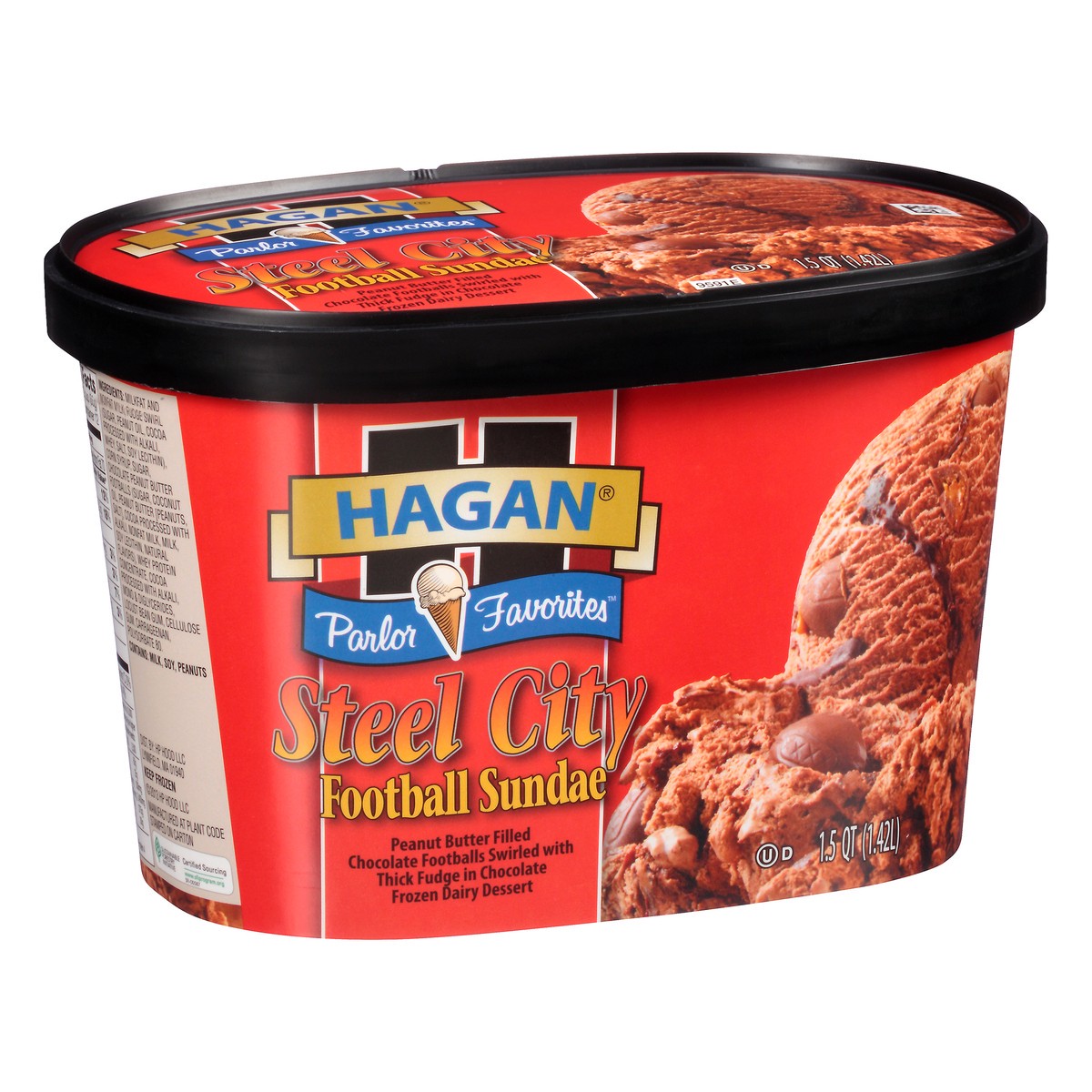 slide 3 of 10, Hagan Parlor Favorites Steel City Football Sundae Ice Cream 1.5 qt. Tub, 1.42 liter