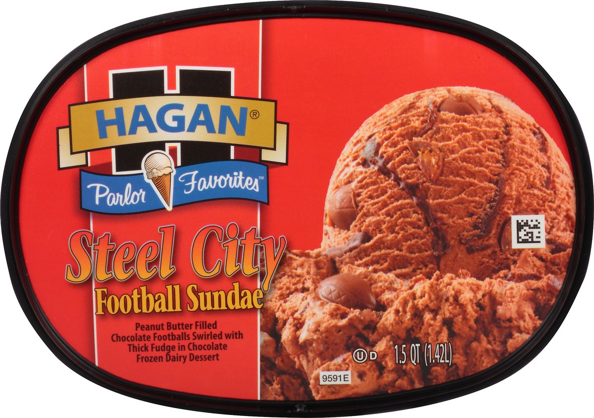 slide 2 of 10, Hagan Parlor Favorites Steel City Football Sundae Ice Cream 1.5 qt. Tub, 1.42 liter